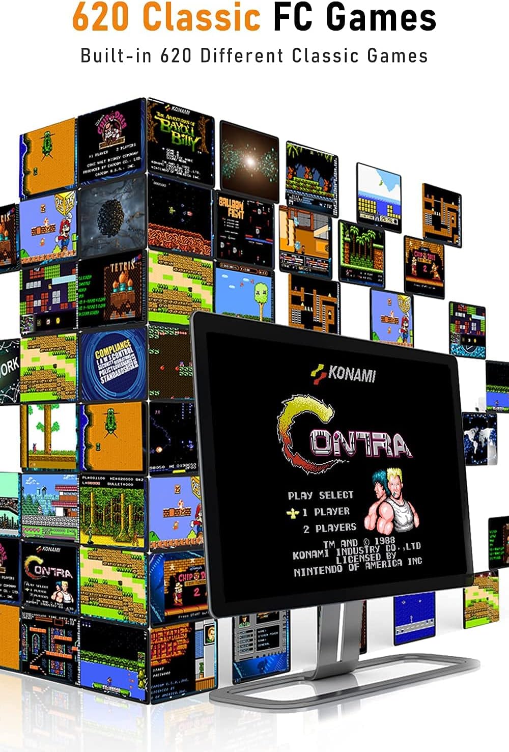 Retro Mini Classic NES Game Console with Built-in 620 Classic Edition Games + Bonus HDMI Adapter