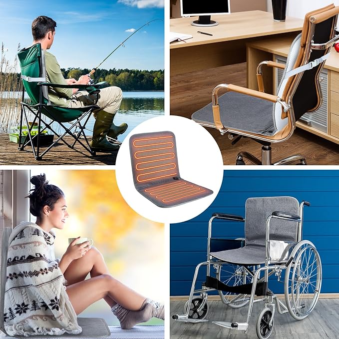 USB Portable Heated Seat Cushion – 3-Level Adjustable Heating – Gray