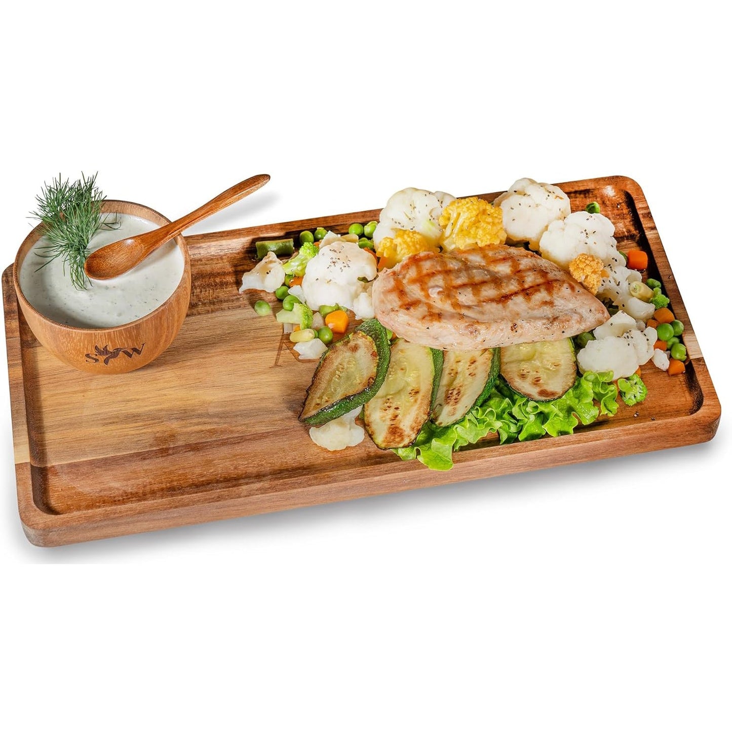 Acacia Wood Serving Tray Set – 3-Piece Eco-Friendly Gift