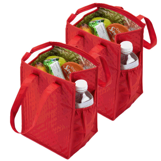 2pk Red Insulated Cooler Tote Bag – 12 Can Capacity, Waterproof