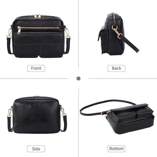 Vegan Leather Crossbody Bag for Women – Small Shoulder Purse with Adjustable Strap