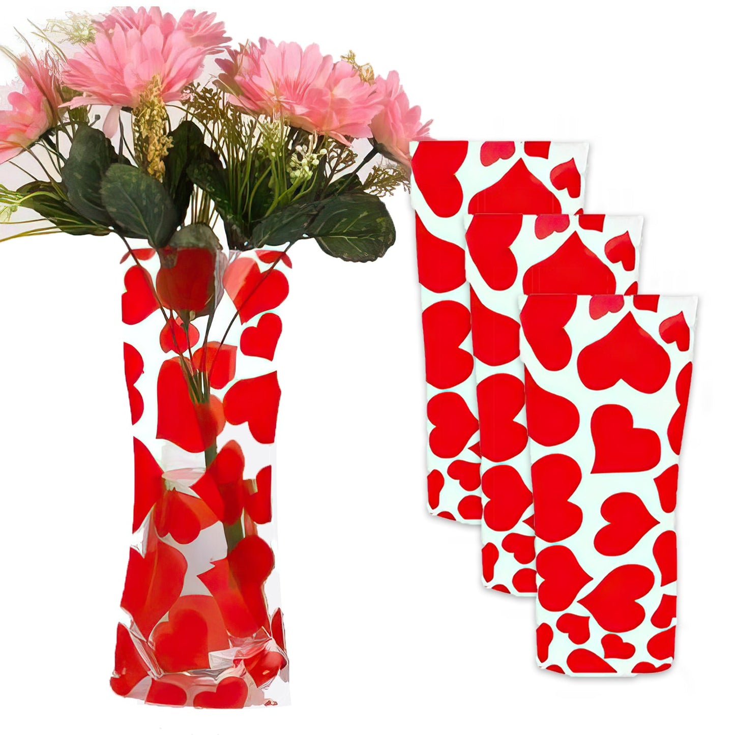 3pk Foldable Plastic Flower Vase – Reusable, Space-Saving Event Decor