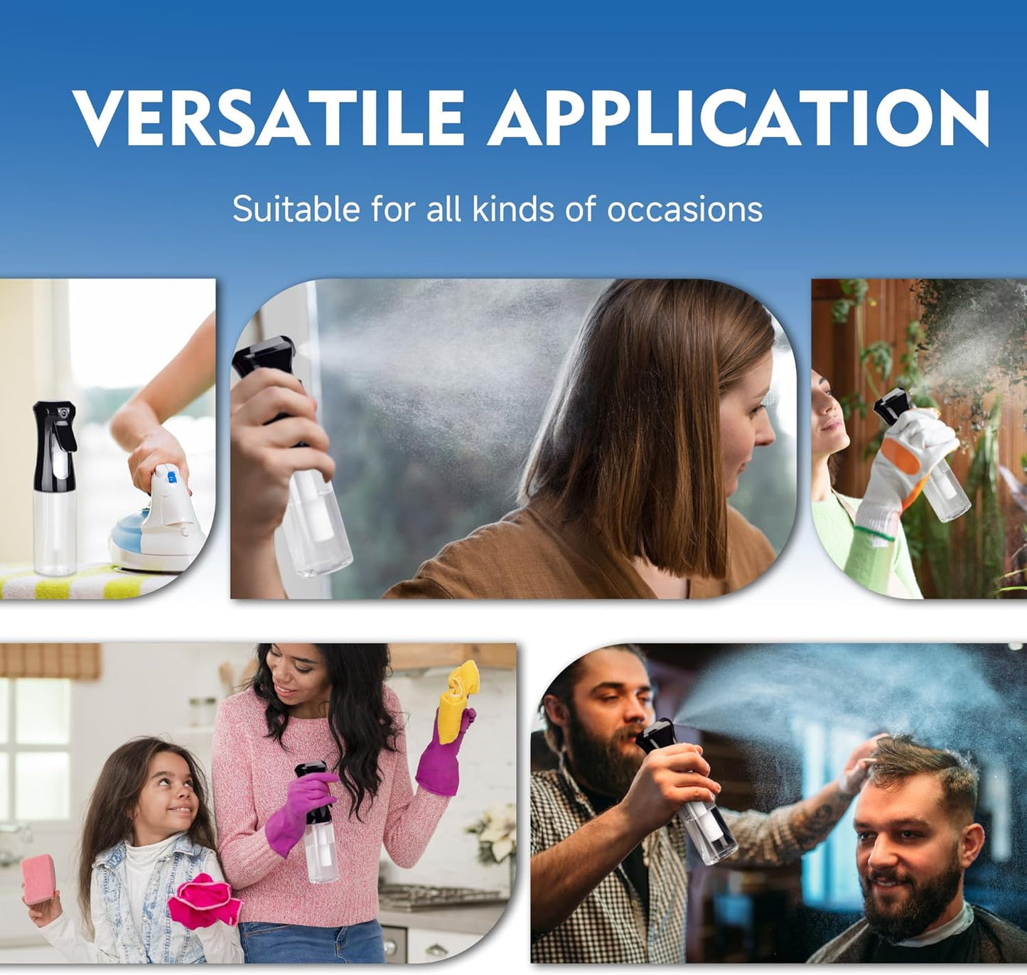 2pk Ultra-Fine Continuous Mist Spray Bottle – Leak-Proof, BPA-Free, 10oz