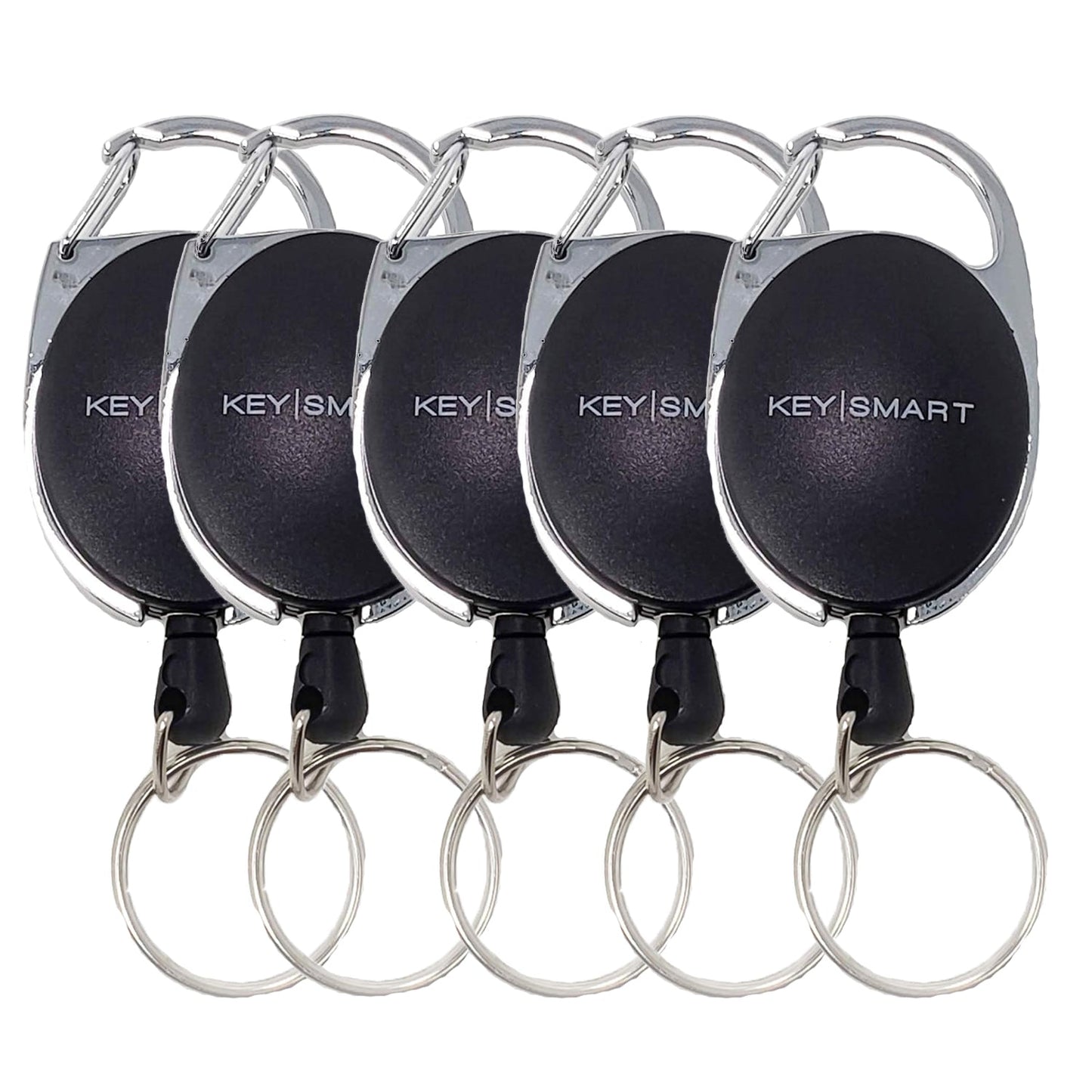 5pk KeySmart Retractable Carabiner – Badge Holder & Key Ring Clip