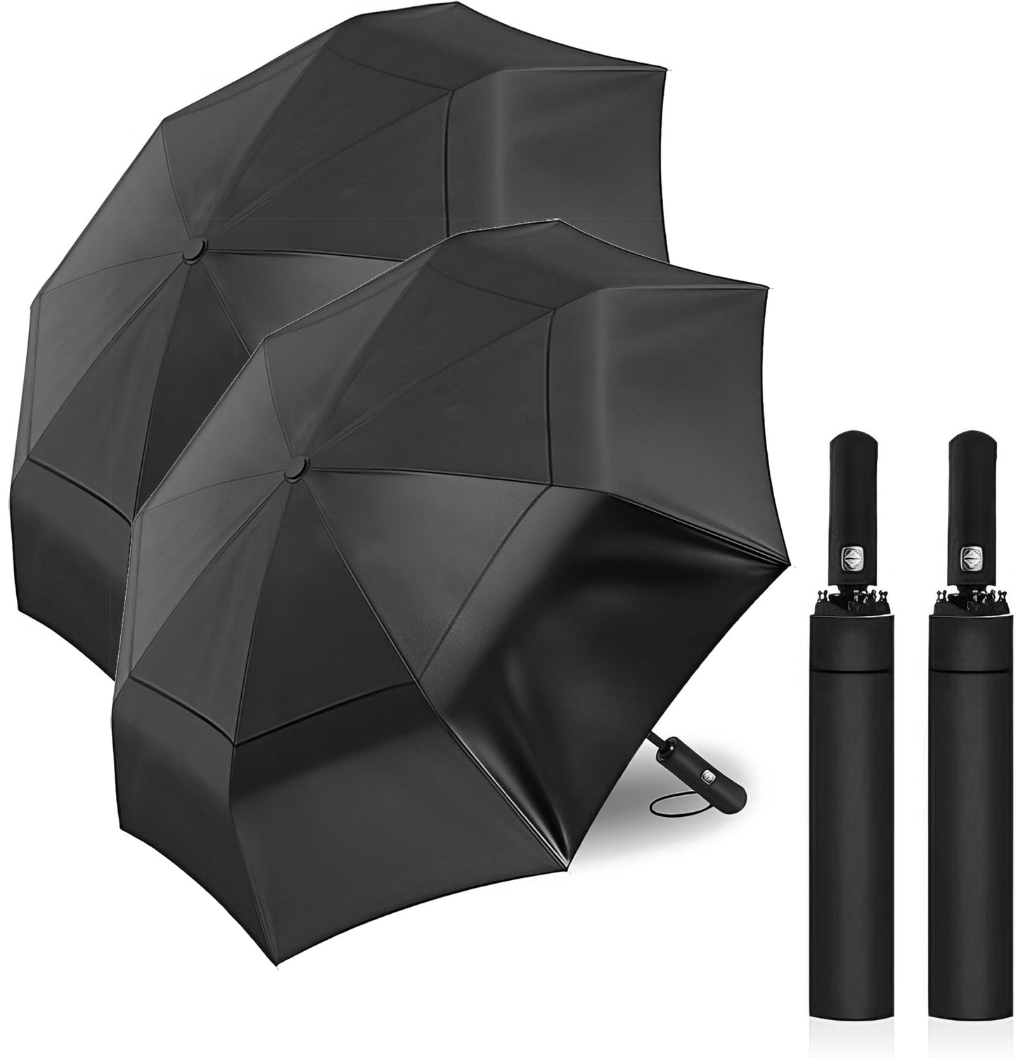 2pk 62” Windproof Golf Umbrella – Auto Open, Double Canopy, Extra Large Coverage