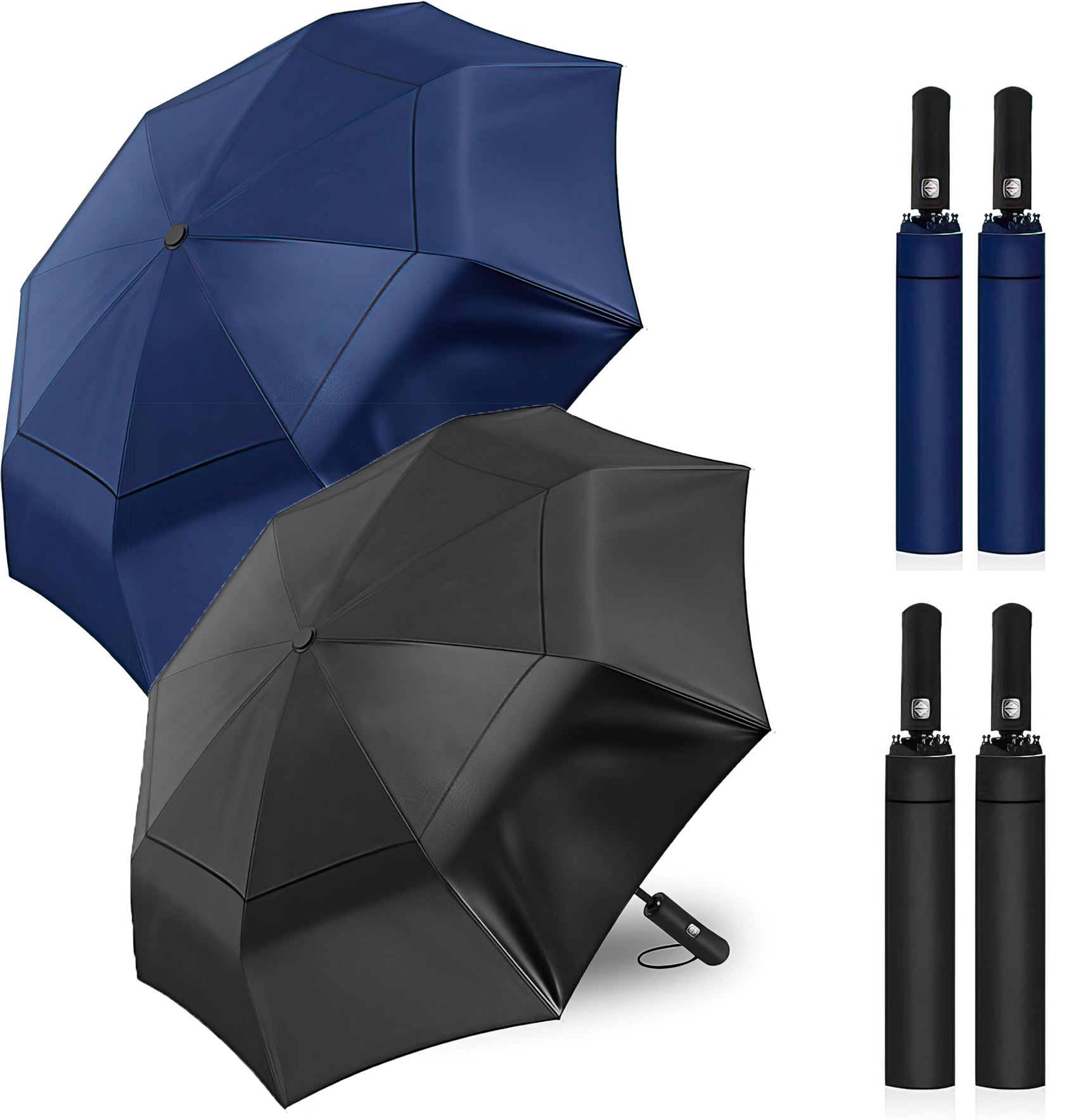 2pk 62” Windproof Golf Umbrella – Auto Open, Double Canopy, Extra Large Coverage
