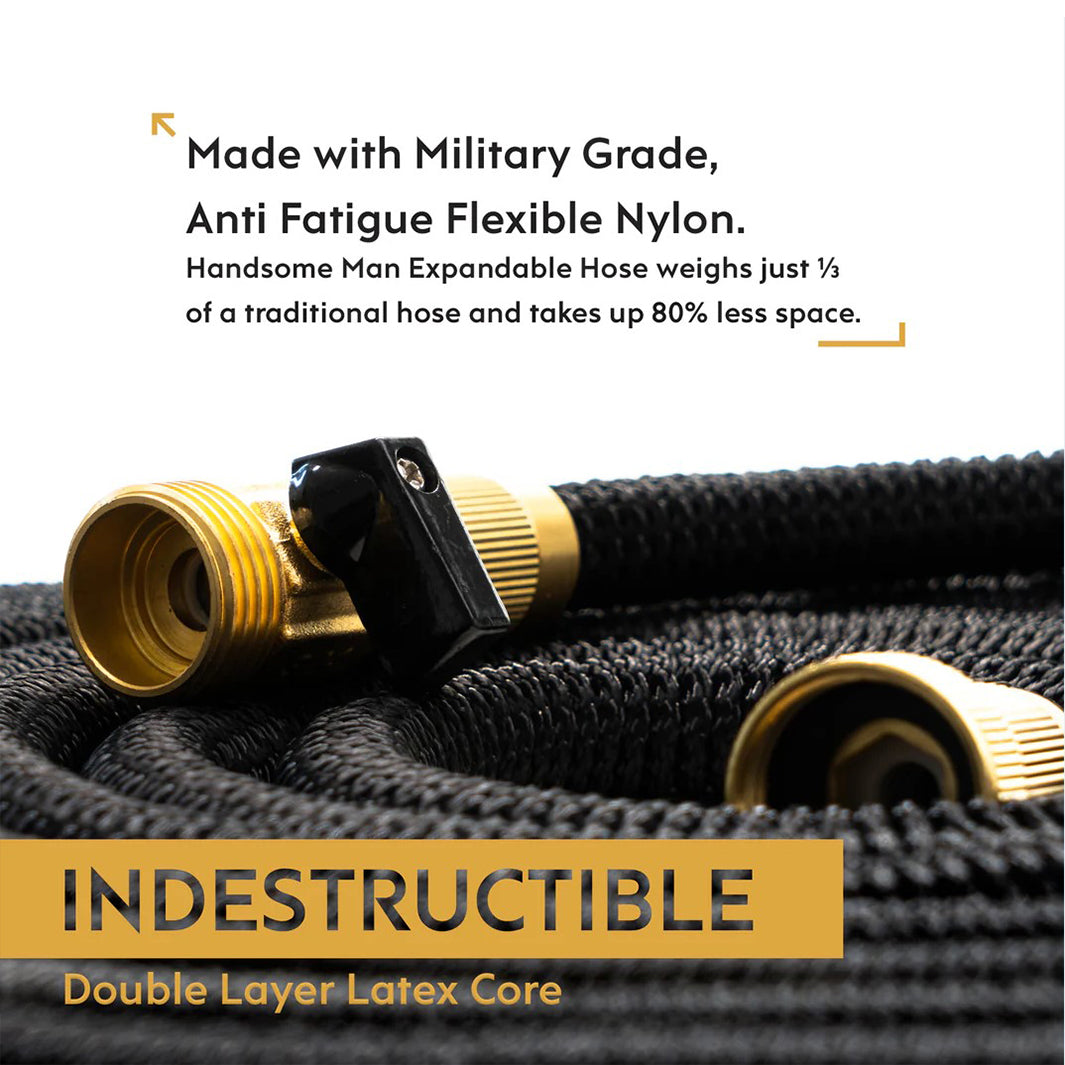 50ft Expandable Garden Hose with Brass Fittings & 5-Pattern Nozzle – Tangle-Free Design