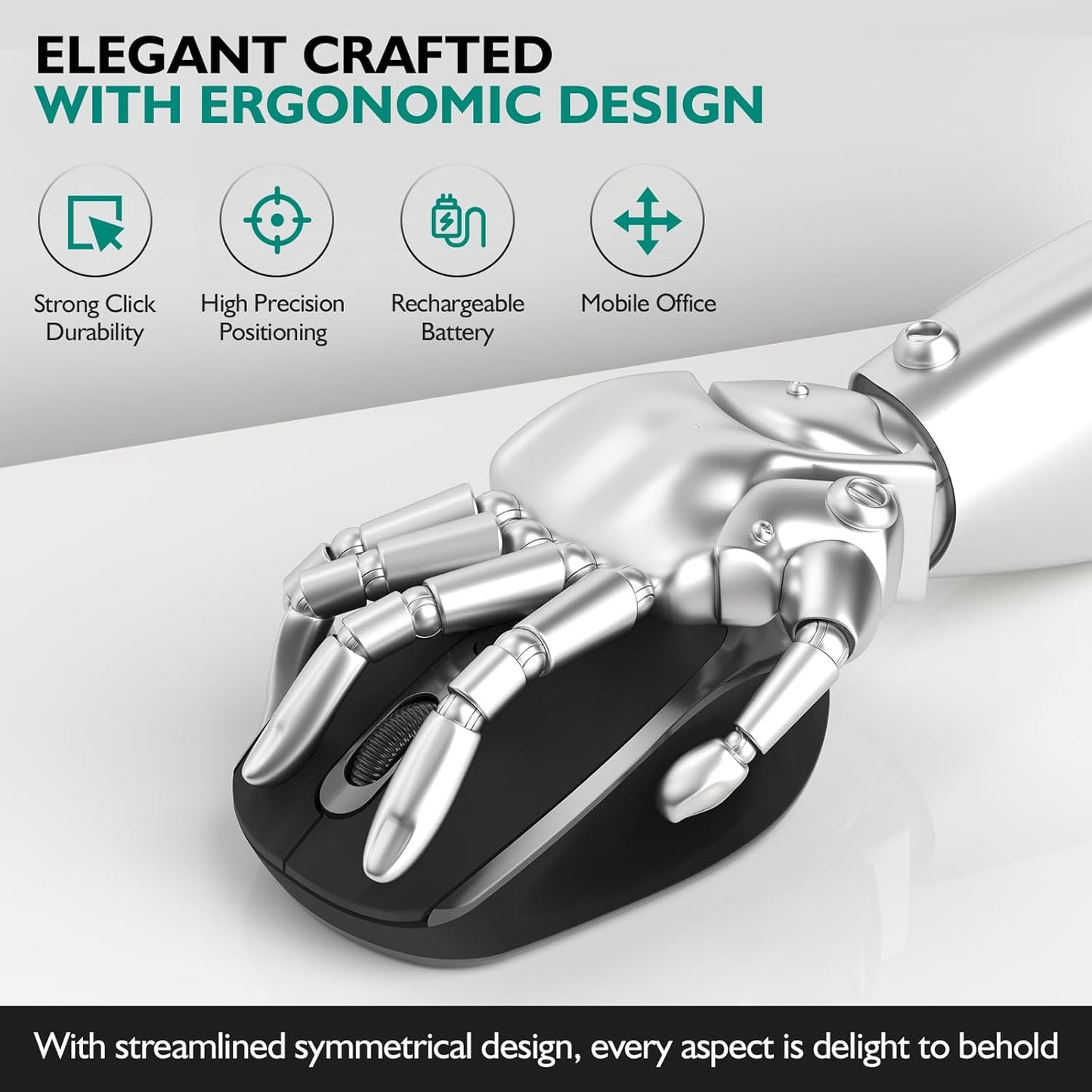 Rechargeable Bluetooth Wireless Mouse – Silent, Compact, Dual Mode