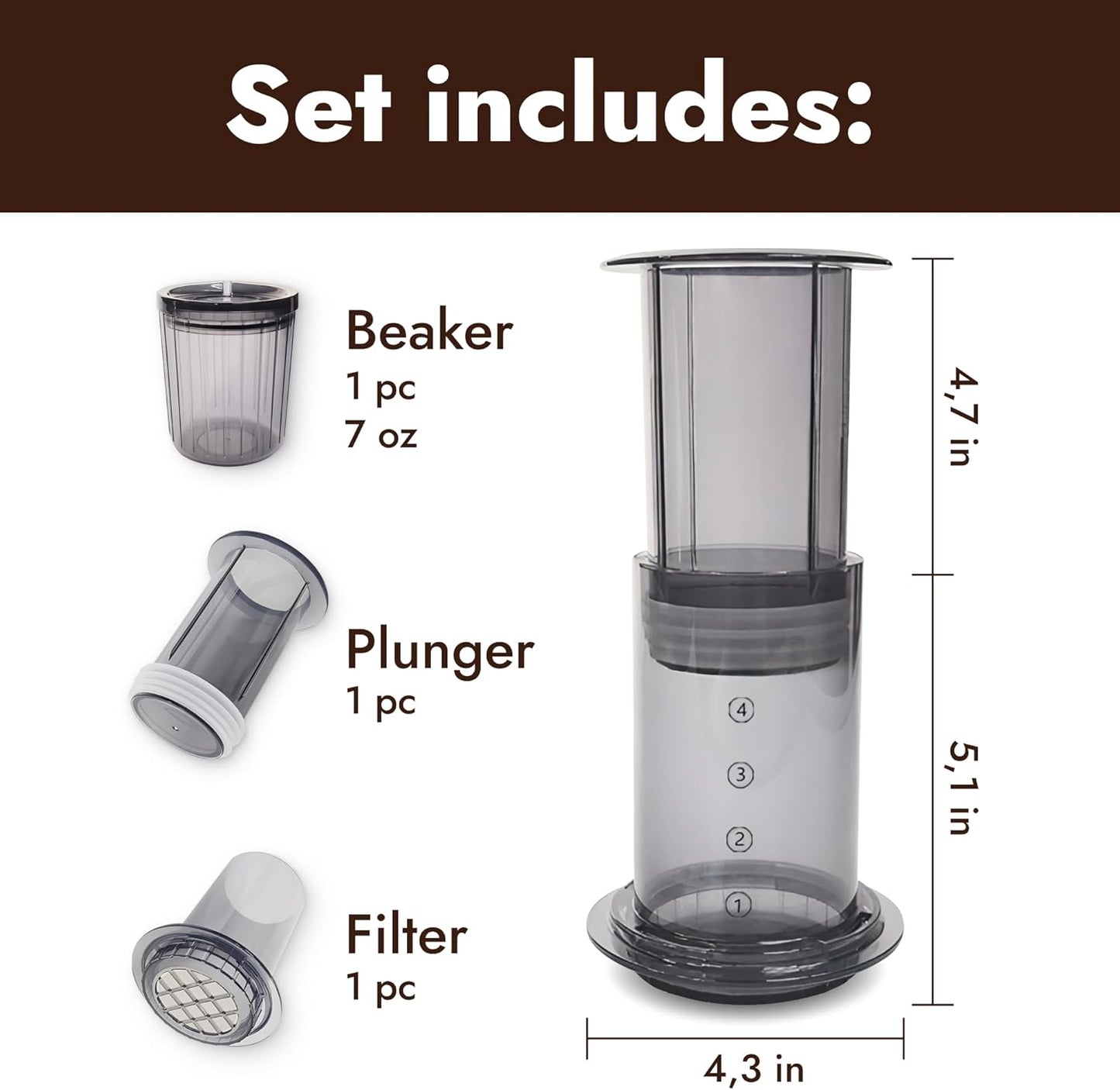 Portable Coffee Press Maker – 7 oz Compact Manual Brewer for Travel & Home