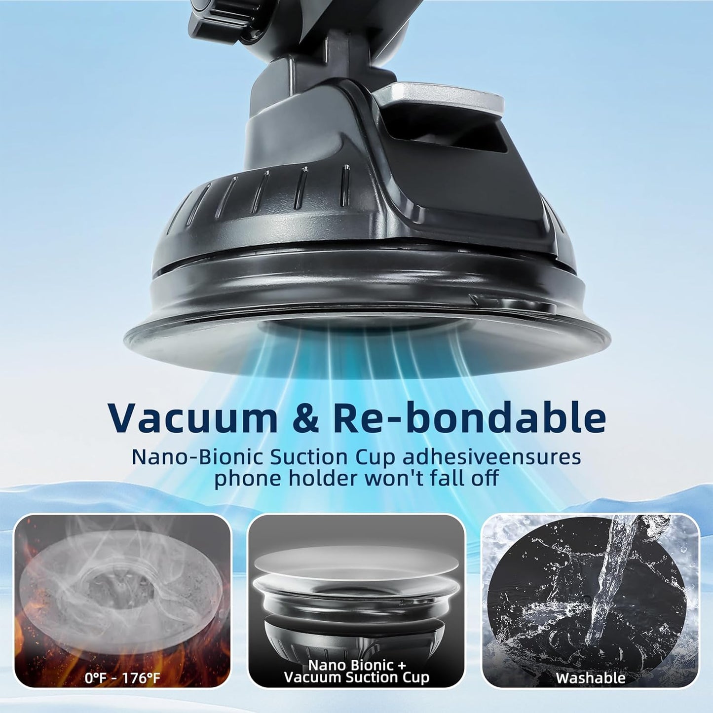 Universal Car Phone Holder – Adjustable Suction Mount for 4"–7.2" Devices