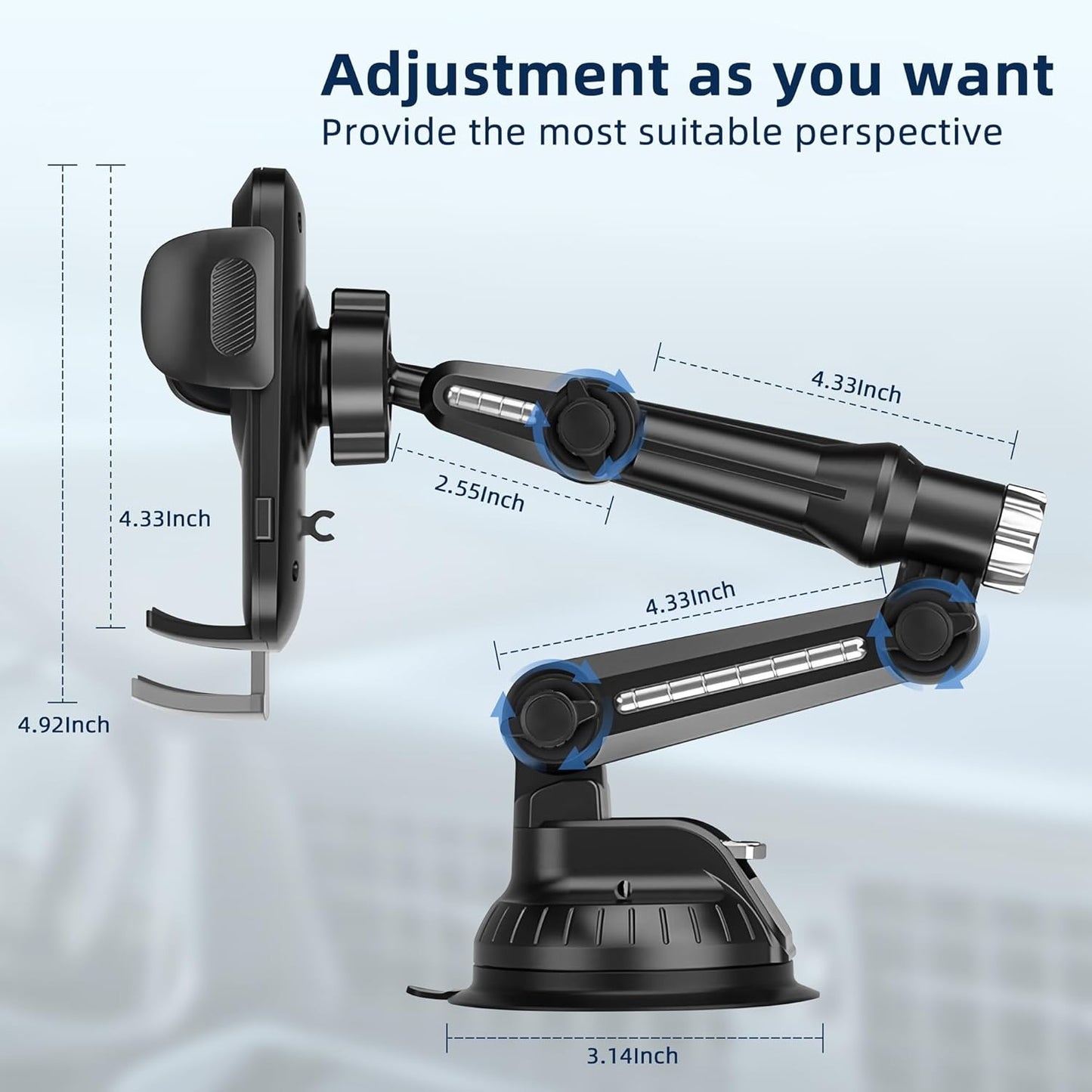 Universal Car Phone Holder – Adjustable Suction Mount for 4"–7.2" Devices