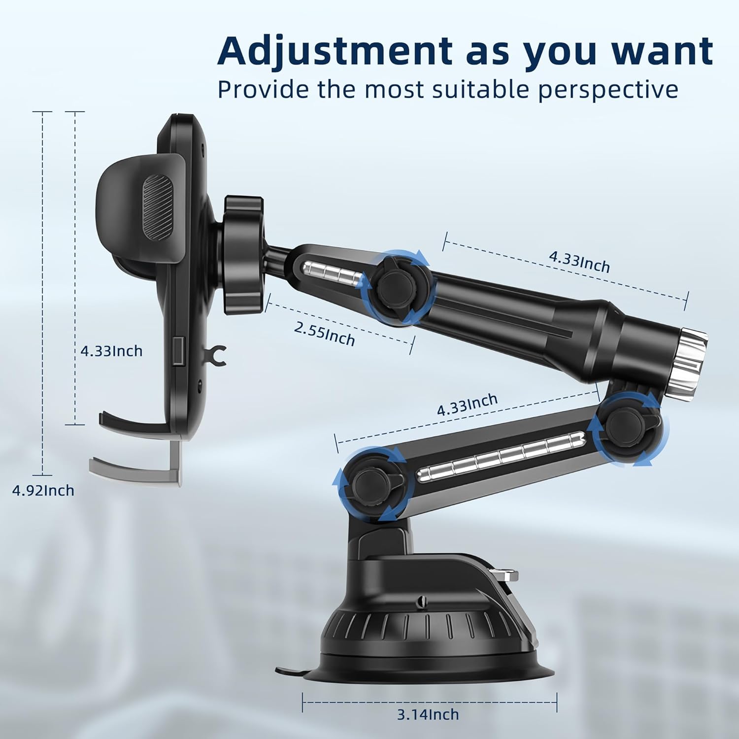 Universal Car Phone Holder – Adjustable Suction Mount for 4"–7.2" Devices
