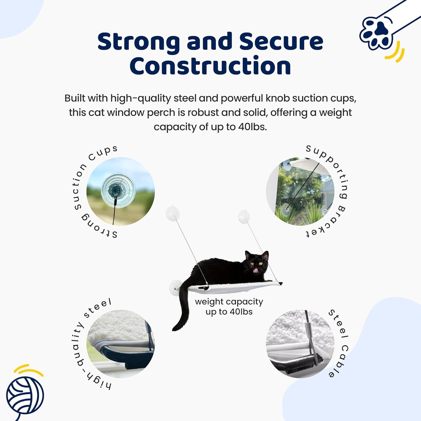 2-in-1 Collapsible Cat Window Hammock – Holds Up to 40 lbs