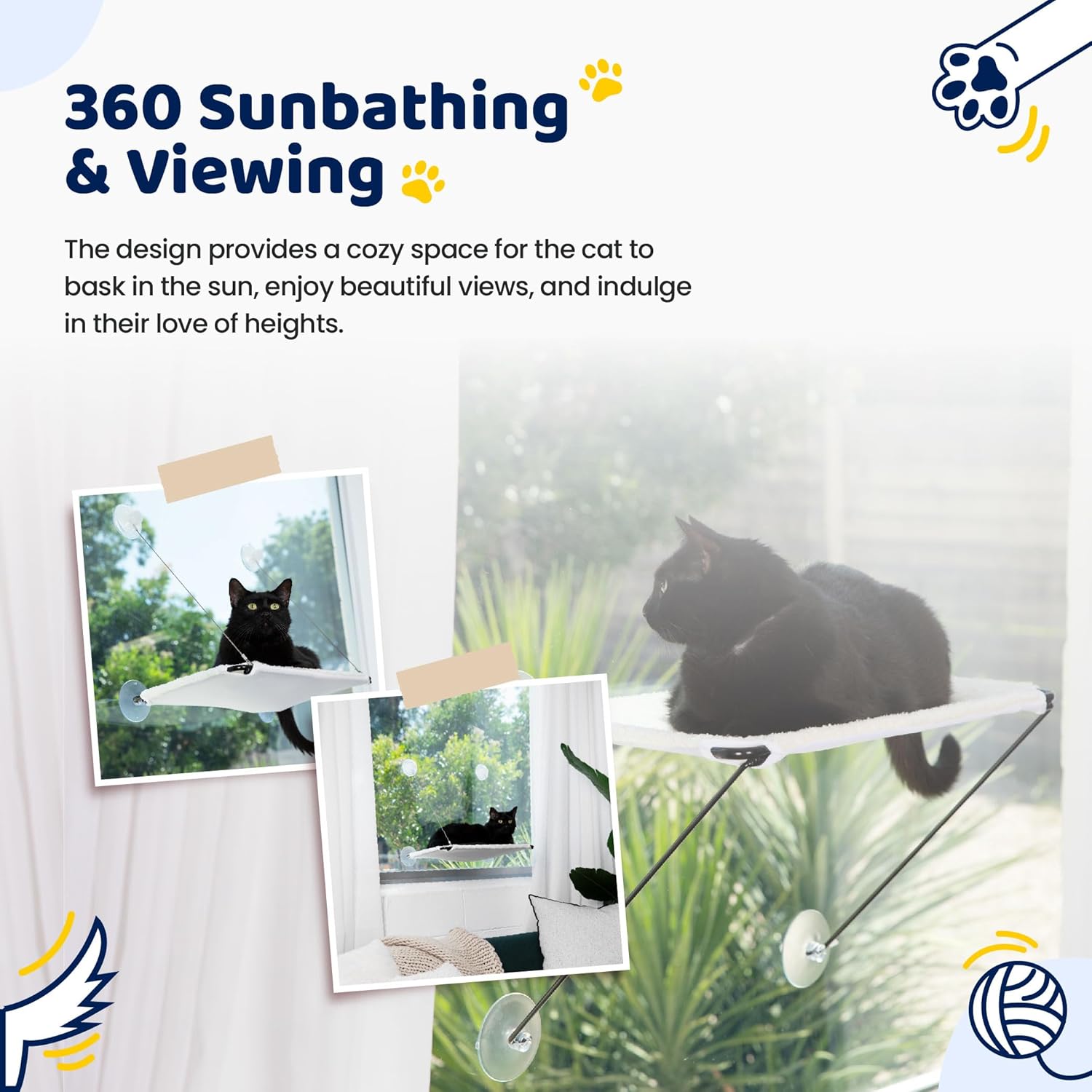 2-in-1 Collapsible Cat Window Hammock – Holds Up to 40 lbs