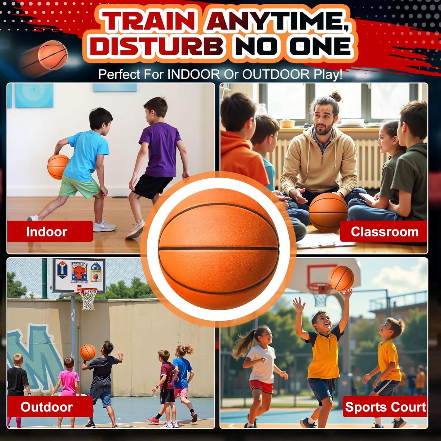 Silent Indoor Training Basketball – No Noise Foam, Realistic Weight And Size