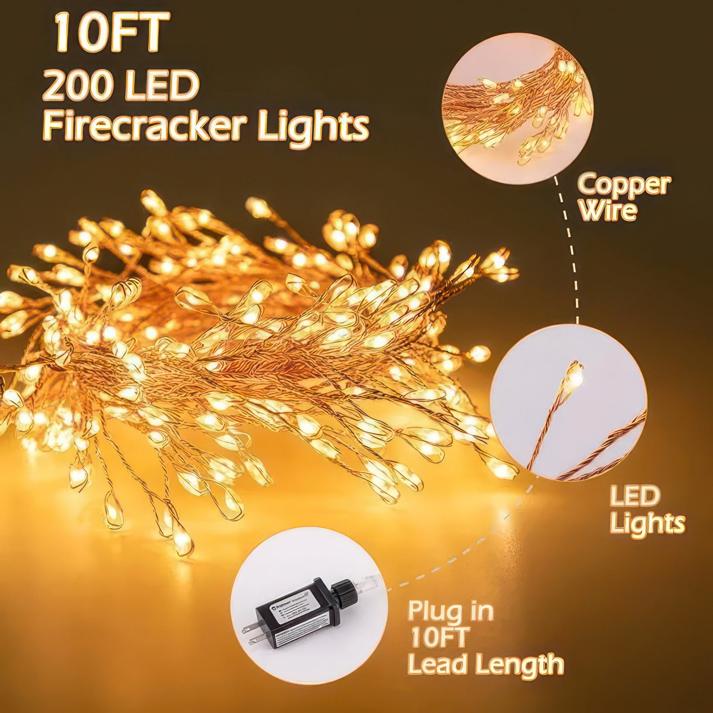 200 LED Cluster Fairy String Lights – 2 Modes, Waterproof Indoor/Outdoor