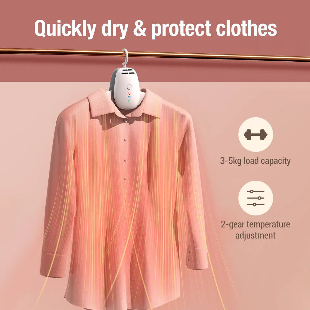 Portable Clothes Drying & Sanitizing Hanger – Travel Electric Dryer with Hot & Cool Modes