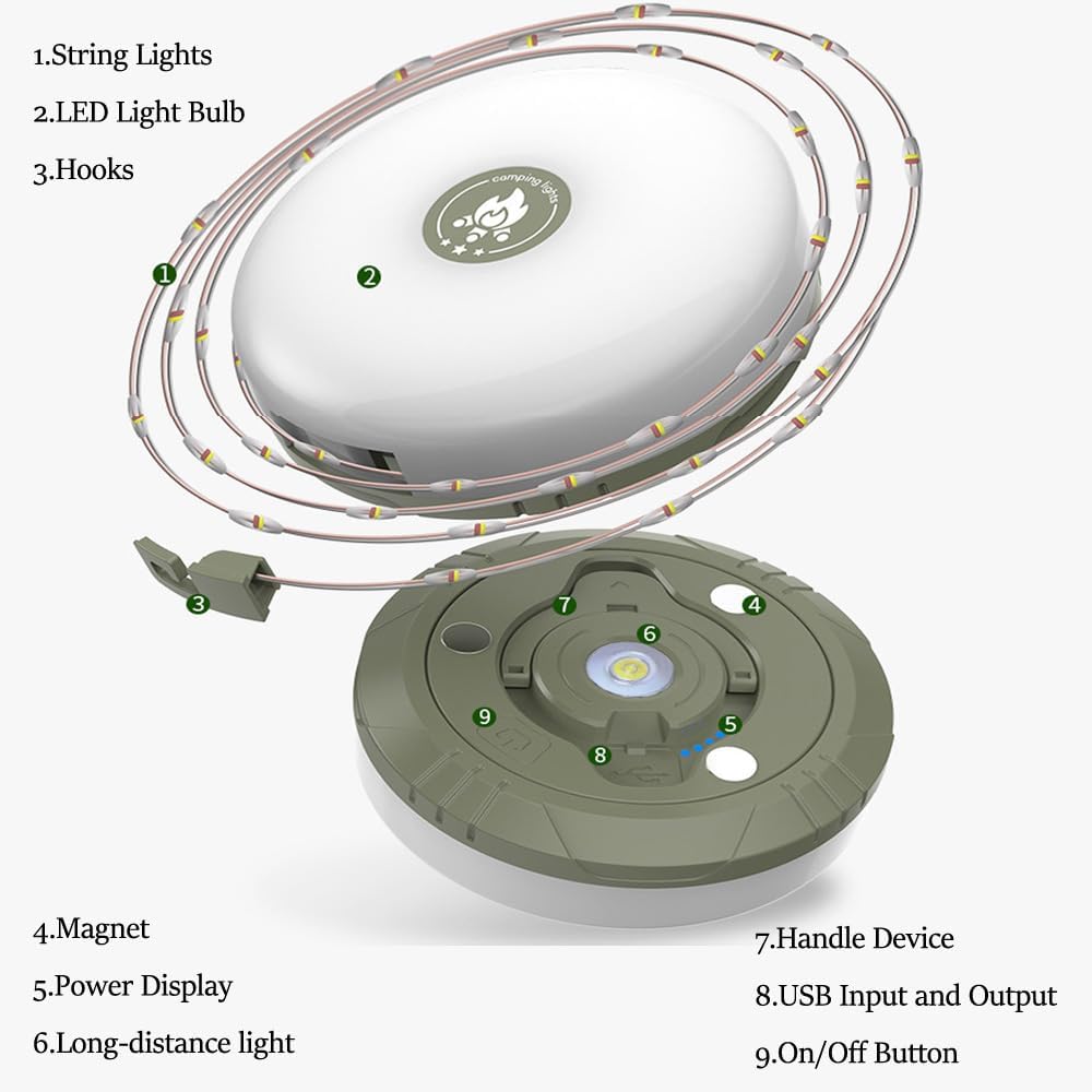 Waterproof Camping String Light – Magnetic, RGB LED & Power Bank