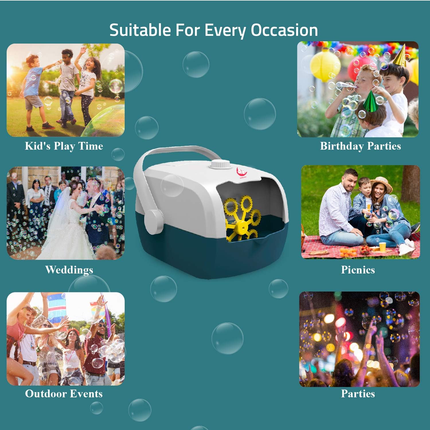 3000+ Bubble Maker Machine – Rechargeable Automatic Bubble Blower for Kids & Events