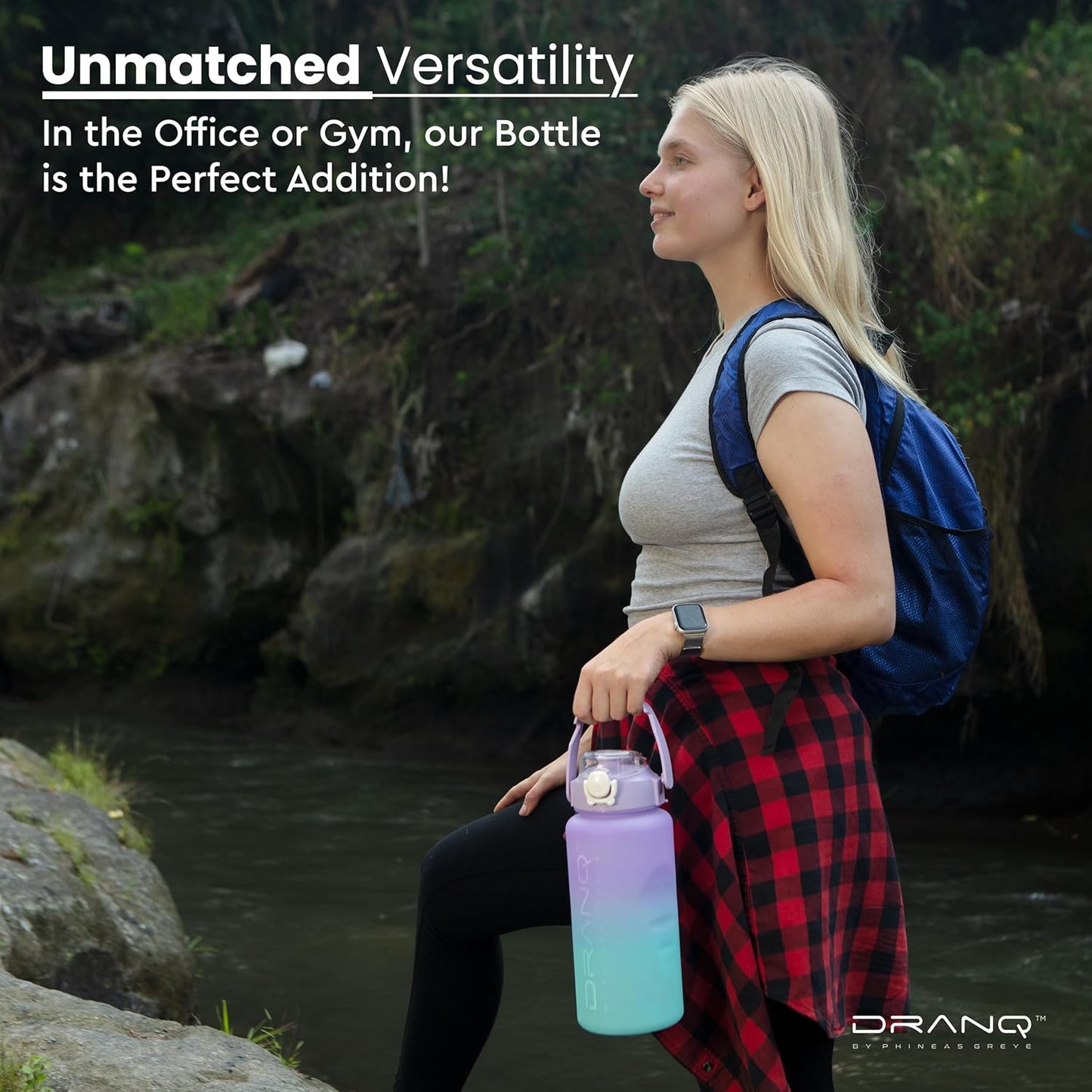 DRANQ 3-Pack Nested Water Bottle Set -  16oz, 32oz, 64oz