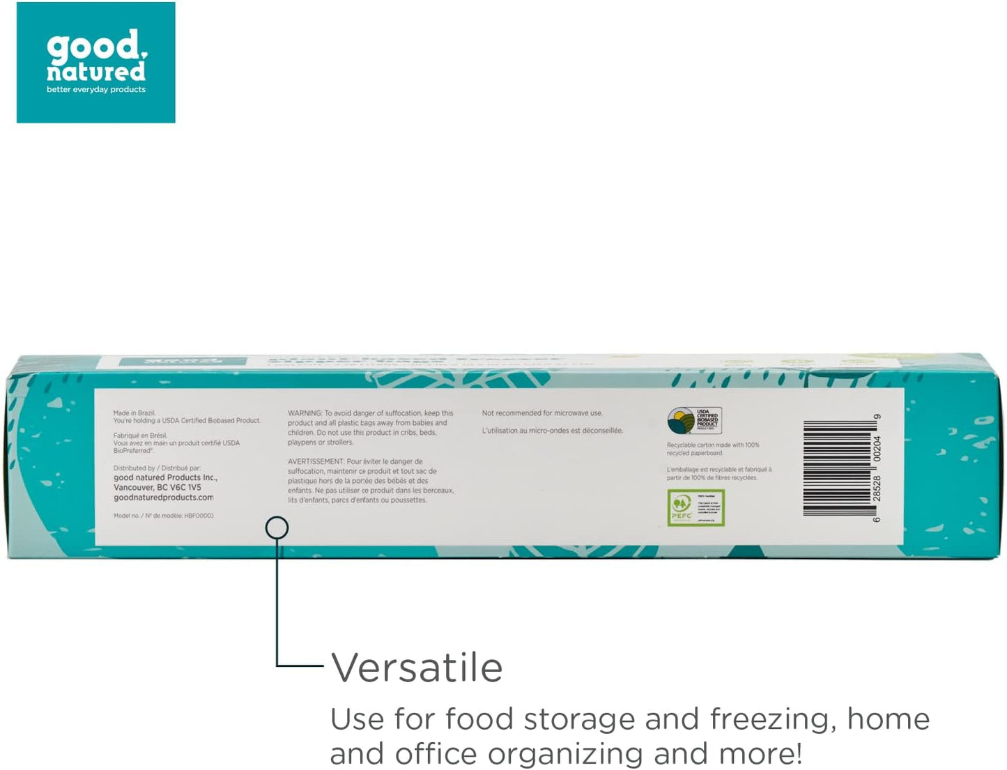 Plant-Based 1 Gallon Freezer Bags – 20pc Resealable Zipper Bags for Food Storage (Choose Qty)