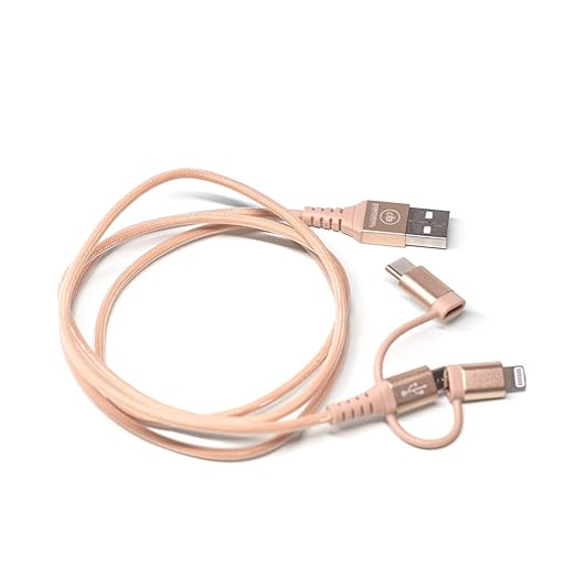 2pk 3-in-1 Tangle-Free 40" Charging Cable – Lightning, USB-A & USB-C