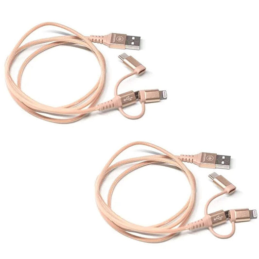 2pk 3-in-1 Tangle-Free 40" Charging Cable – Lightning, USB-A & USB-C