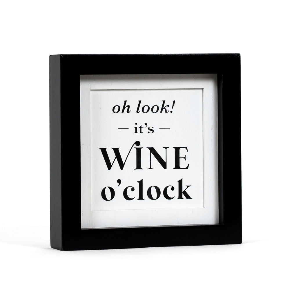 Wine O'Clock & Chocolate Quote Wood Sign – Reversible Wall Or Table Décor