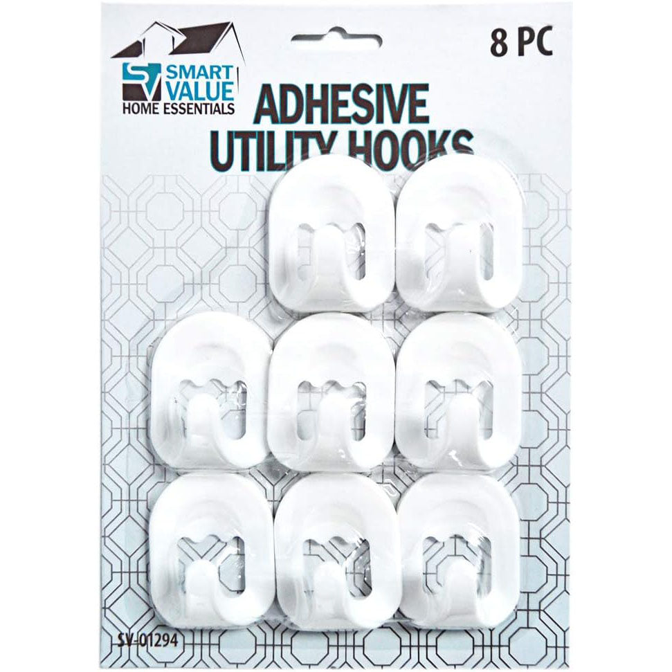 Smart Value Wall Hooks – 12pc White Adhesive Set