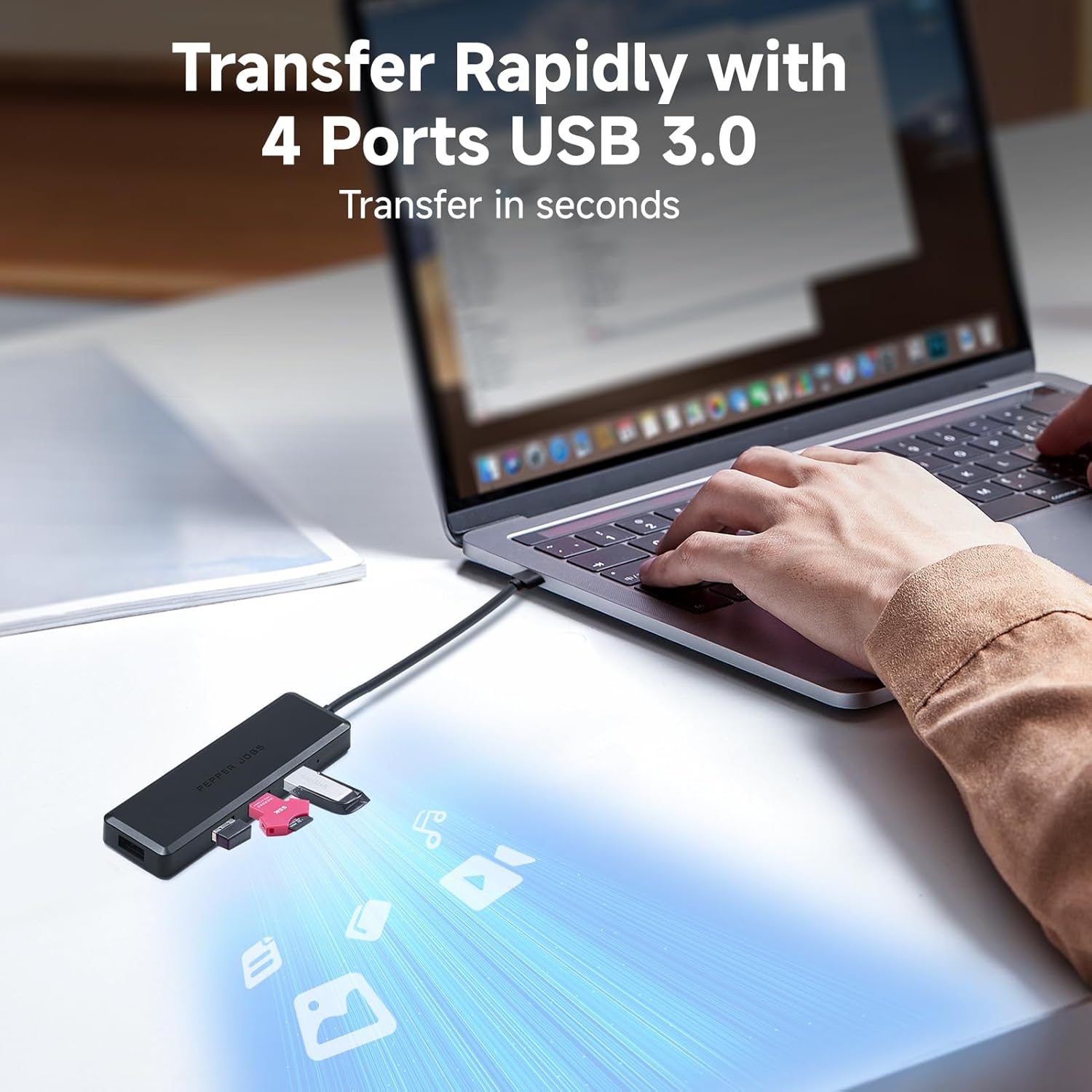 USB-C Hub 4-Port Docking Station – High-Speed 5Gbps USB 3.0 Adapter for MacBook, iMac, Surface, and More