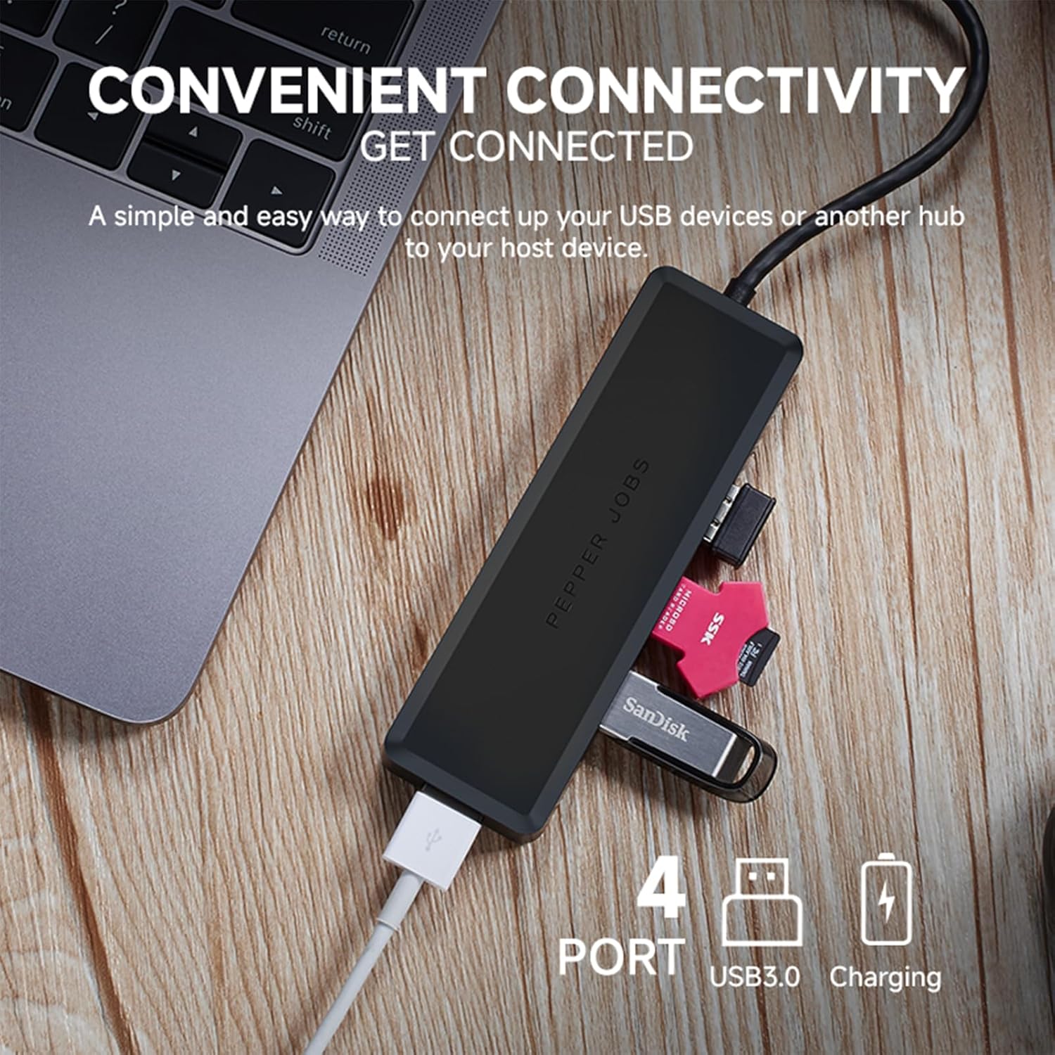 USB-C Hub 4-Port Docking Station – High-Speed 5Gbps USB 3.0 Adapter for MacBook, iMac, Surface, and More