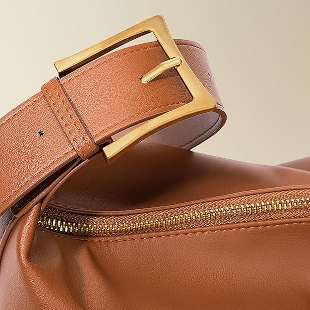 Vegan Leather Hobo Shoulder Bag – Slouchy Crossbody Tote Purse for Women