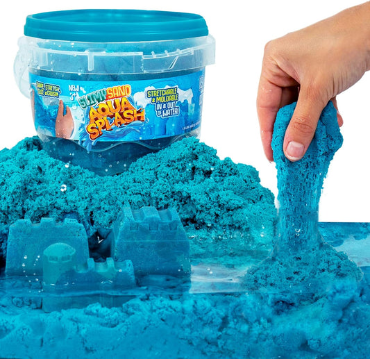 Slimy Sand Aqua Splash – 1.5 lbs Blue Moldable Water Play Sand with Bucket