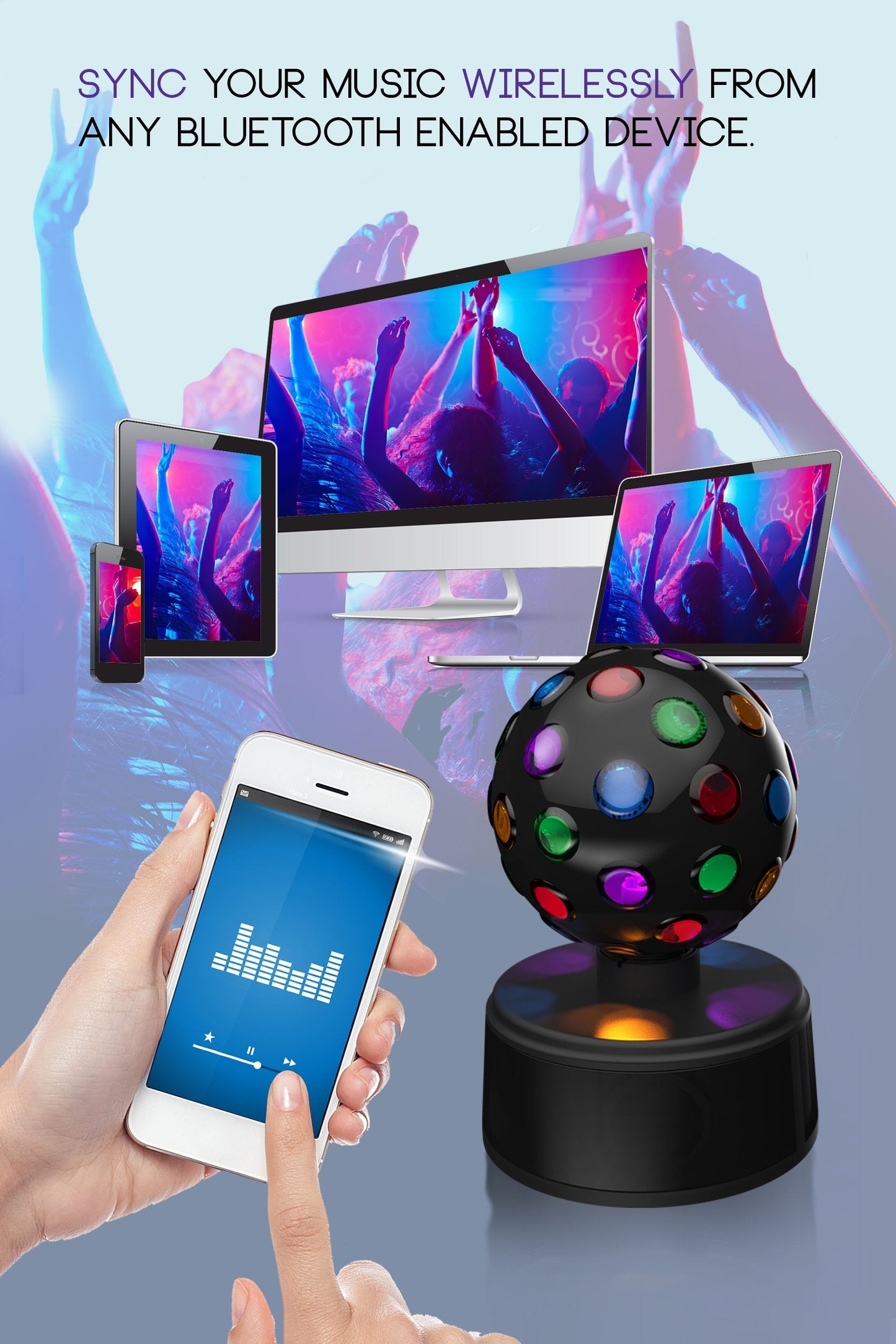 Sharper Image Bluetooth Disco Ball Speaker with LED Lights