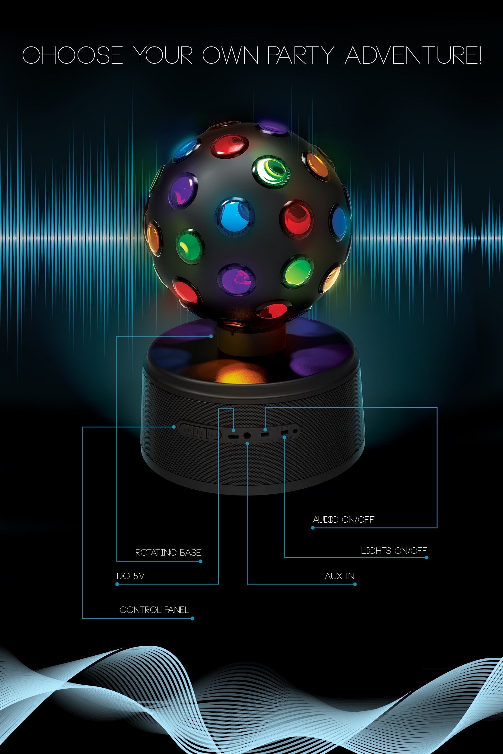 Sharper Image Bluetooth Disco Ball Speaker with LED Lights