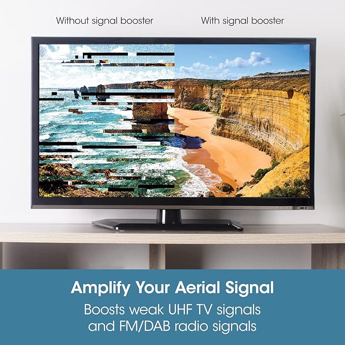 SLx USB-Powered TV Signal Booster – 1-Way Aerial Amplifier with 4G/5G Filter & Adjustable Gain
