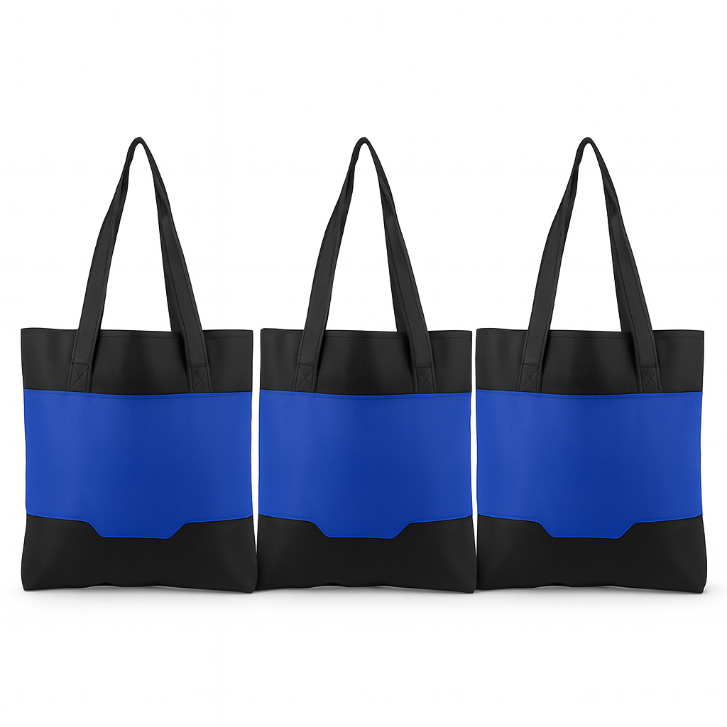 3pk Center Lane Pocket Tote Bag – Blue Reusable Shopping & Beach Bag