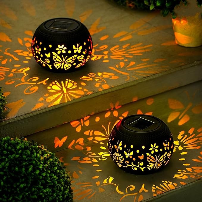 Solar Table Lantern – Waterproof with Flickering Flame Lighting