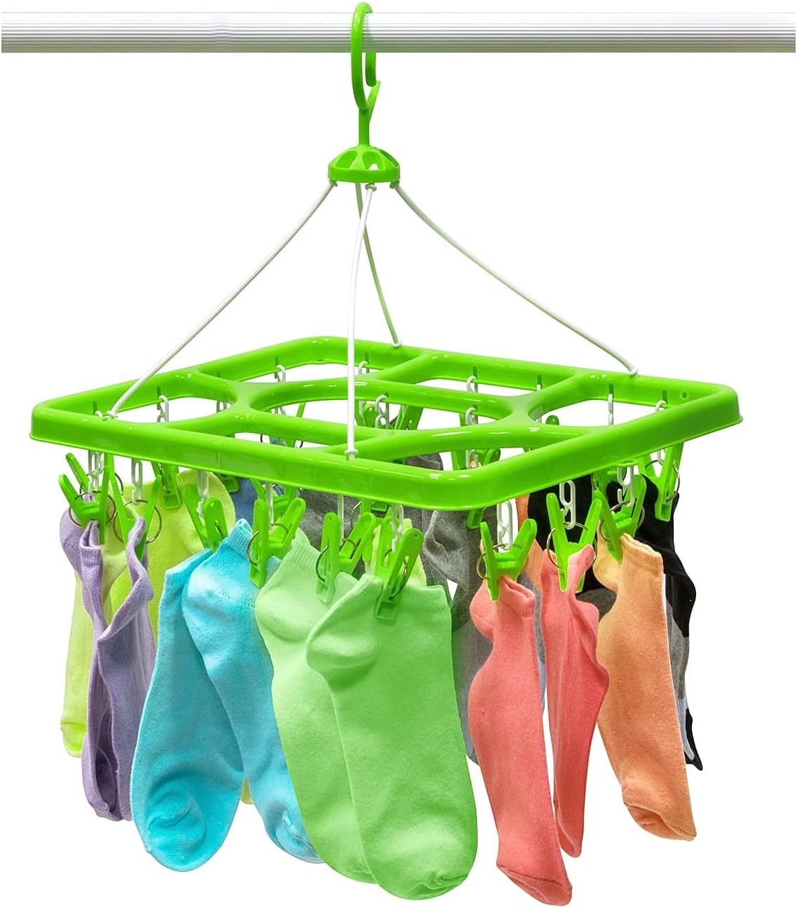 Tatkraft Laundry Drying Hanging Rack – 24 Clip Portable Clothes Dryer