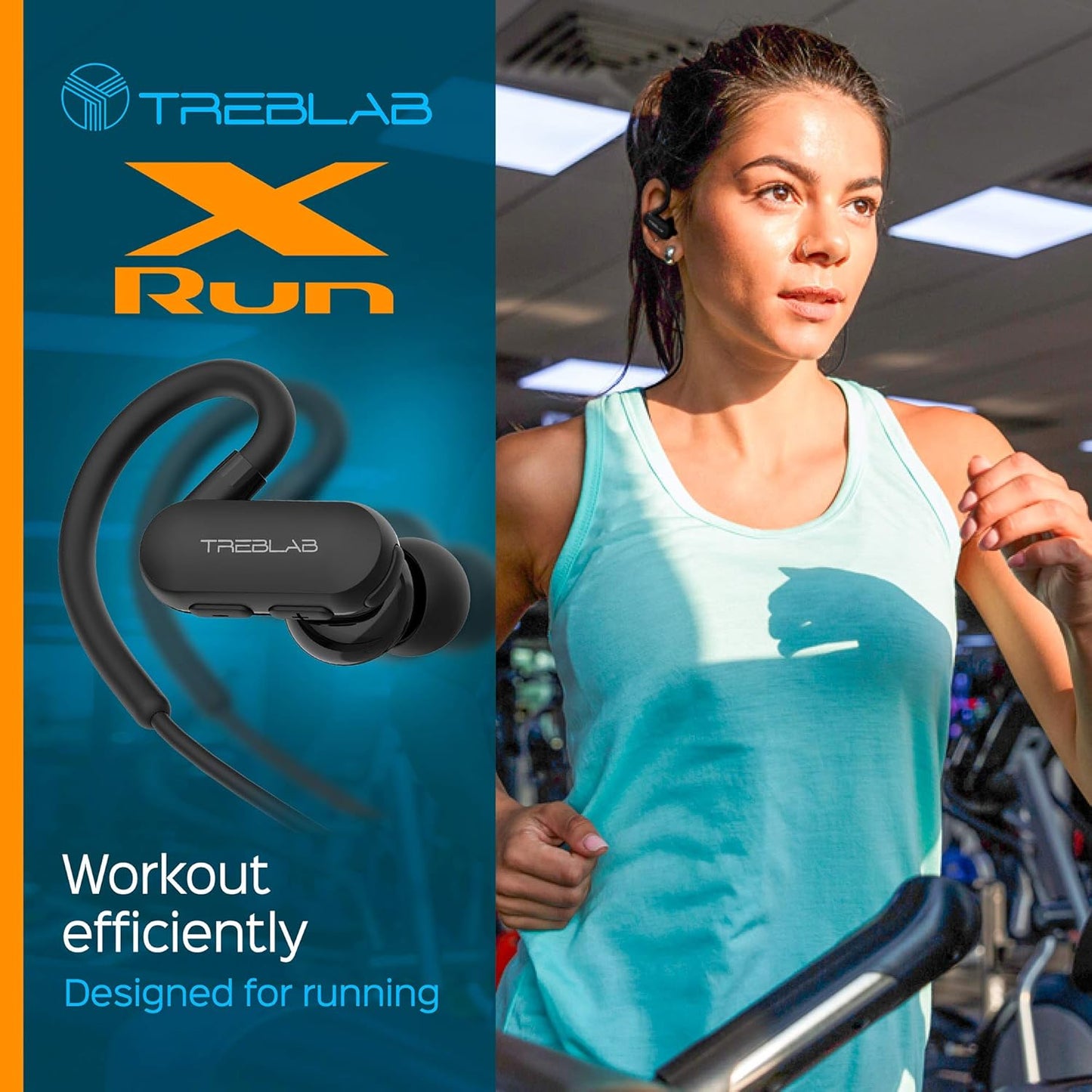 TREBLAB xRun Bluetooth Sports Headphones – Wireless Running Earbuds with Mic