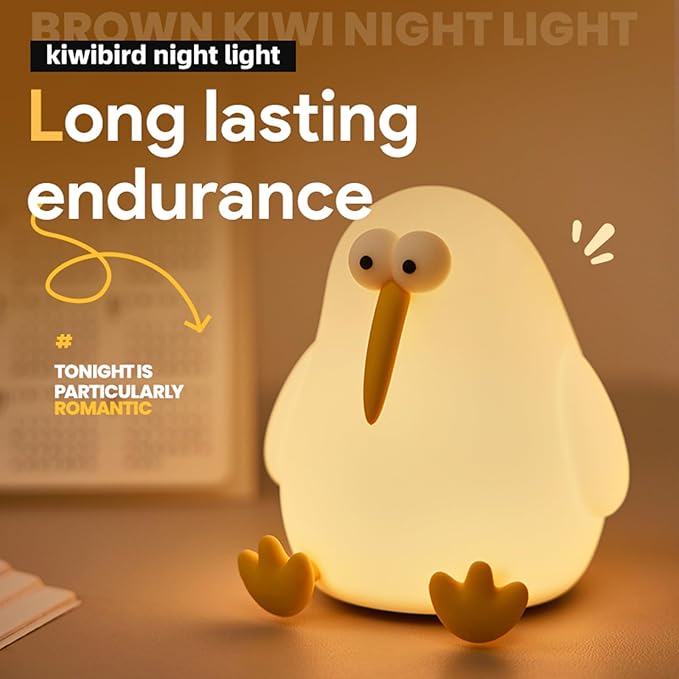 Squishy Kiwi Bird Bedside Lamp – Rechargeable & Dimmable Night Light