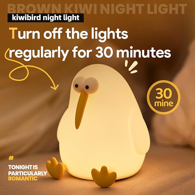 Squishy Kiwi Bird Bedside Lamp – Rechargeable & Dimmable Night Light