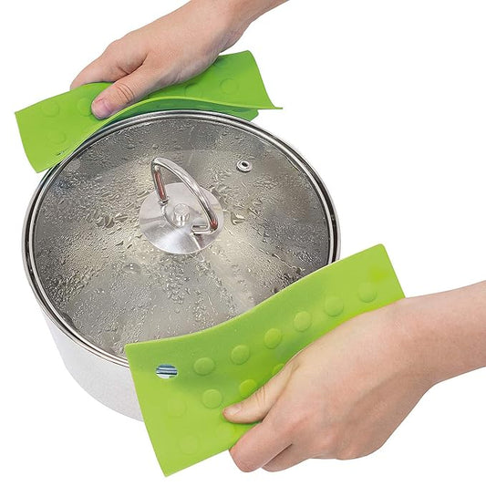 Set of 2 Silicone Pot Holders & Trivets – Heat Resistant Multifunctional Mats – Green