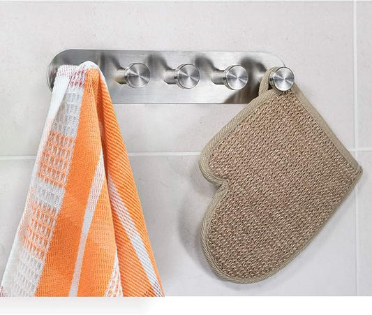 Tatkraft Jane Self Adhesive Wall Hooks – 5 Stainless Steel Hooks – No Drill Easy Install