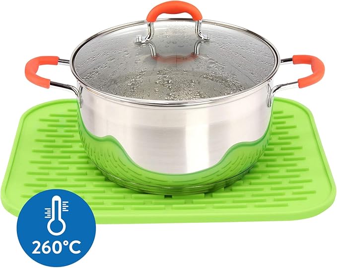 2pc Tatkraft Silicone Dish Drying Mat & Heat Resistant Trivet  – Easy to Clean