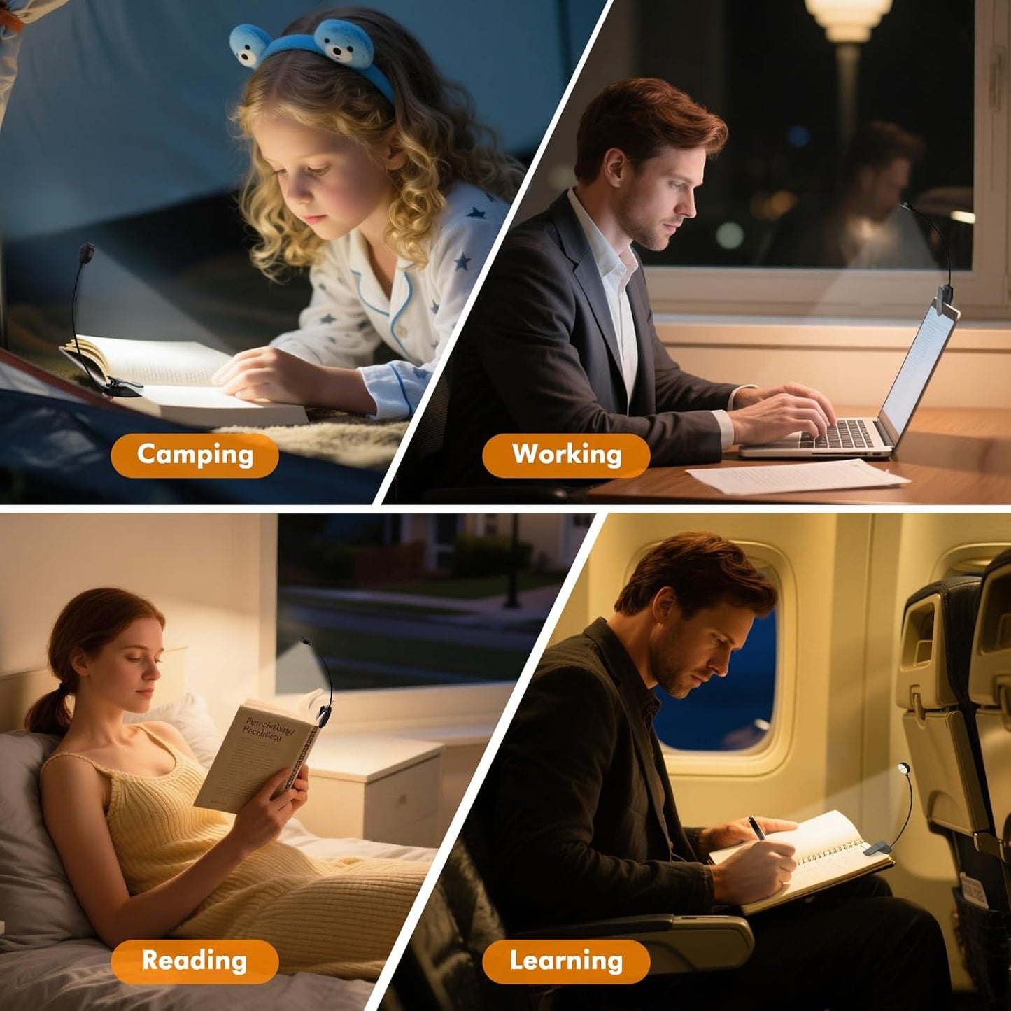 Rechargeable Book Light – Clip On Reading Lamp – 3 Color Temperatures & Adjustable Brightness