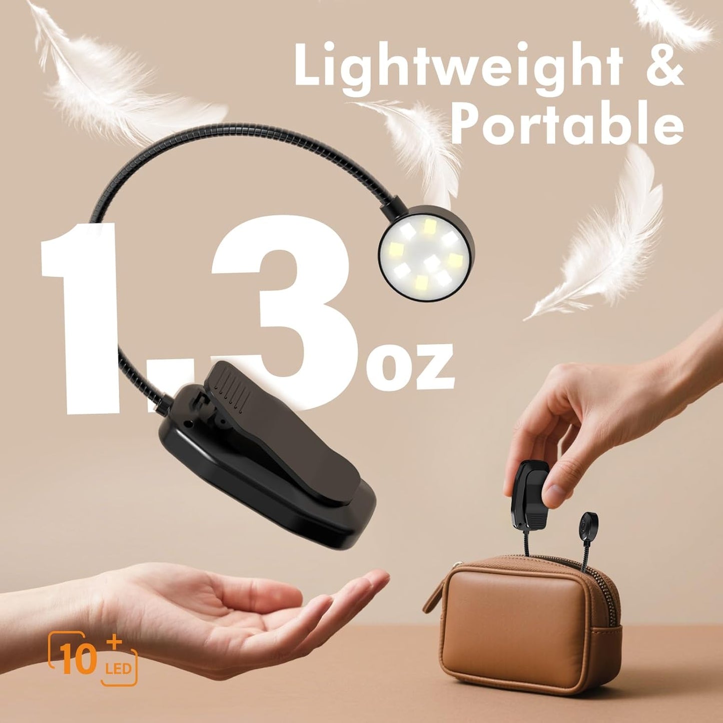 Rechargeable Book Light – Clip On Reading Lamp – 3 Color Temperatures & Adjustable Brightness