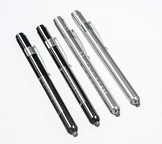4pk Medical Diagnostic Penlights – White & Warm Light with Pupil Gauge
