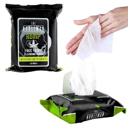 The Nobleman Hemp Face & Body Cleansing Wipes – 30 Pack with Vitamin C