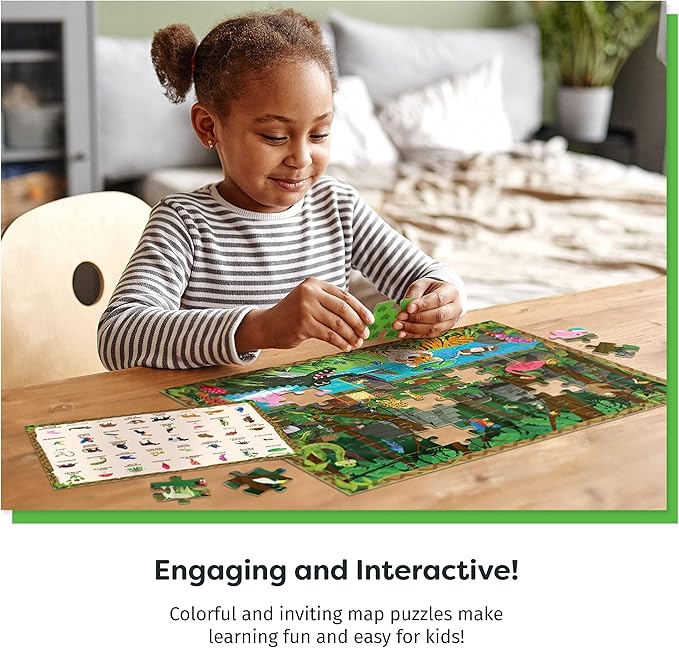 Search & Find Kids Jigsaw Puzzle – 80-Piece Jungle Rainforest Learning Puzzle